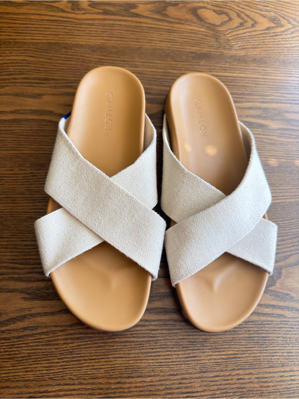 Rothy's Cream Cross-Strap Slide Sandals